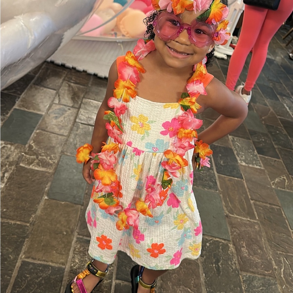 Zara Kids Floral Dress with Orange and Pink Accents